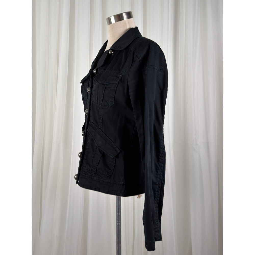 Express Military Utility Button Front Jacket Womens Black Small - Picture 2 of 7